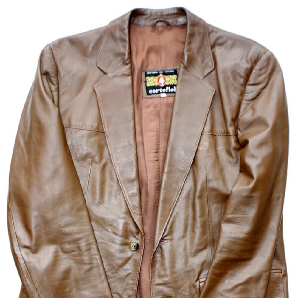 MAKE OFFER! Cortefeil Vintage Faux Leather Sport Jacket Blazer brown Men's 40